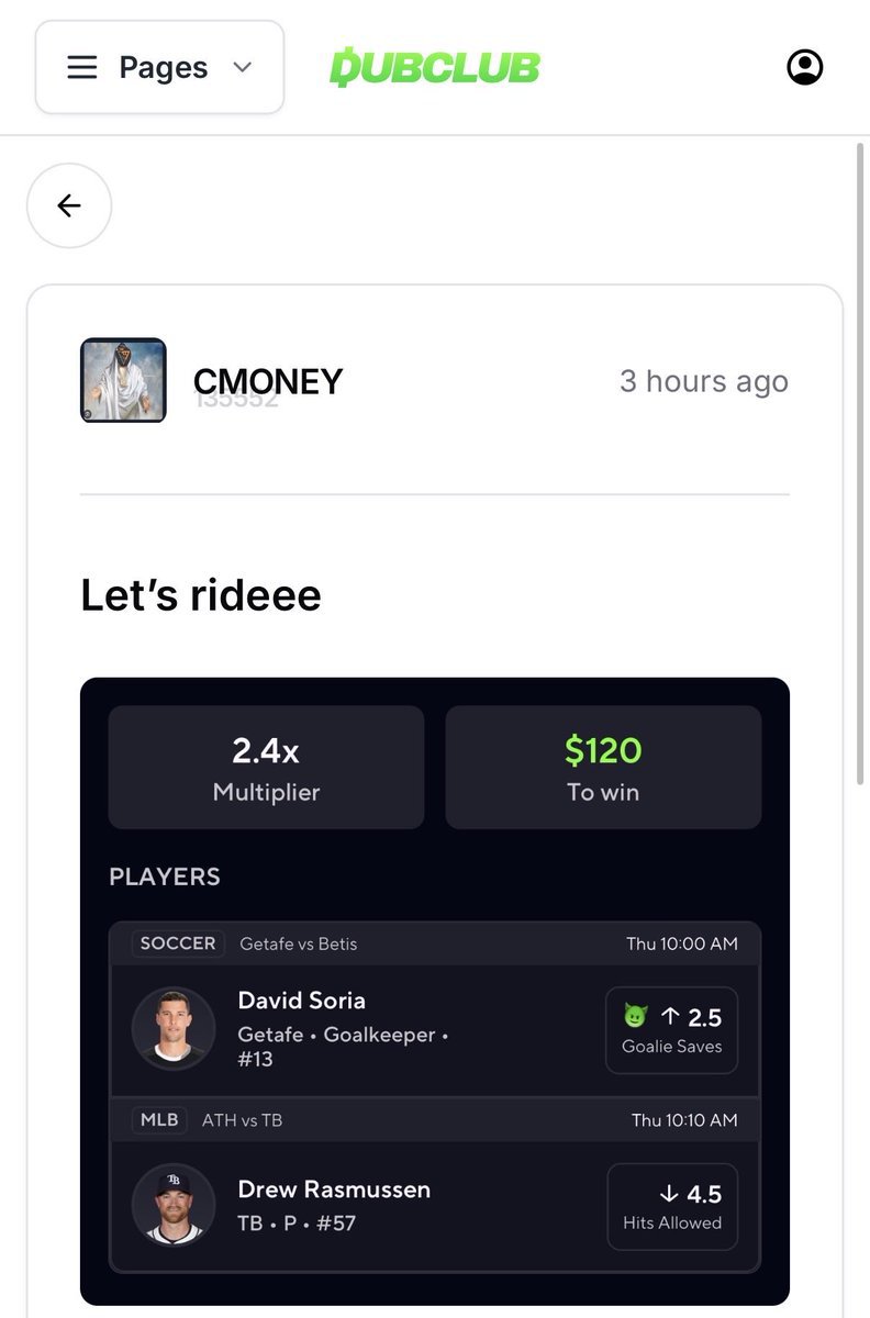 Mr_Robins11's tweet photo. DUBCLUB EXCLUSIVE SLIP🤴🏾⚽️⚾️

YALL KNOW ME WITH THE SOCCER x MLB PICKS🤴🏽🤴🏽🤴🏽CAN WE CASH?

#prizepicks
#potd
#Gambling𝕏 https://t.co/G8E2ax3oSN