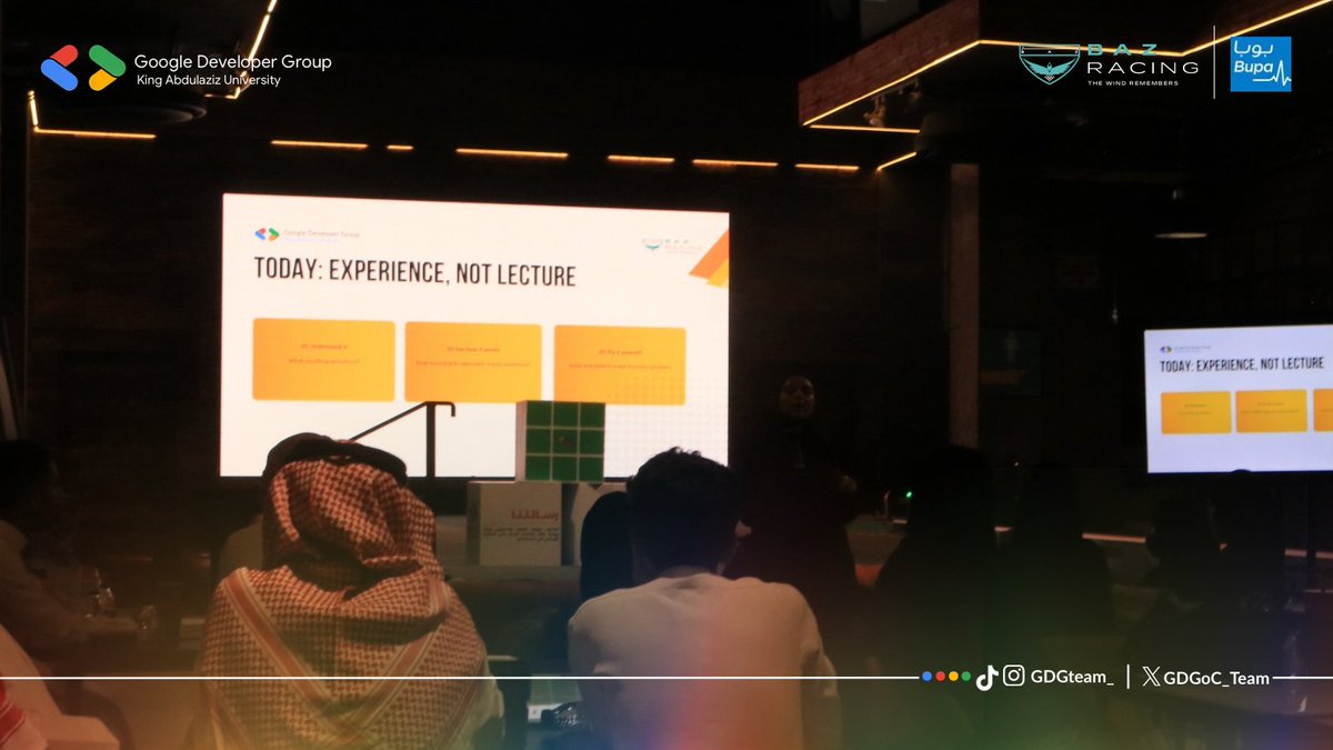 gdgoc_team's tweet photo. مدخل إلى عالم الاستشارات وأساسيات التفكير التحليلي في مسار الاستشارات ضمن برنامج مسارات مع رناد العري🧠

#lifeatbupaarabia | #مسارات_الغد | #GDGoC https://t.co/M4NSTt9ebT