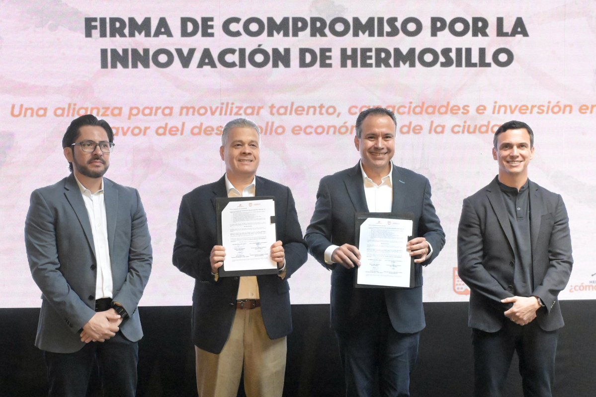 tonoastiazaran's tweet photo. Hoy dimos un paso importante para impulsar el talento de nuestra ciudad. 🤝

Firmamos el Compromiso por la Innovación junto a “Hermosillo ¿Cómo Vamos?” para poner en marcha una Agenda Común que conecte a universidades, emprendedores, inversionistas, gobierno y sociedad civil. Agradezco a Drew Hoster, Cónsul General de los Estados Unidos en Hermosillo por acompañarnos y respaldar este proyecto. 🇲🇽🇺🇸 

¡Seguimos sumando esfuerzos para impulsar el crecimiento y nuevas oportunidades! 🚀