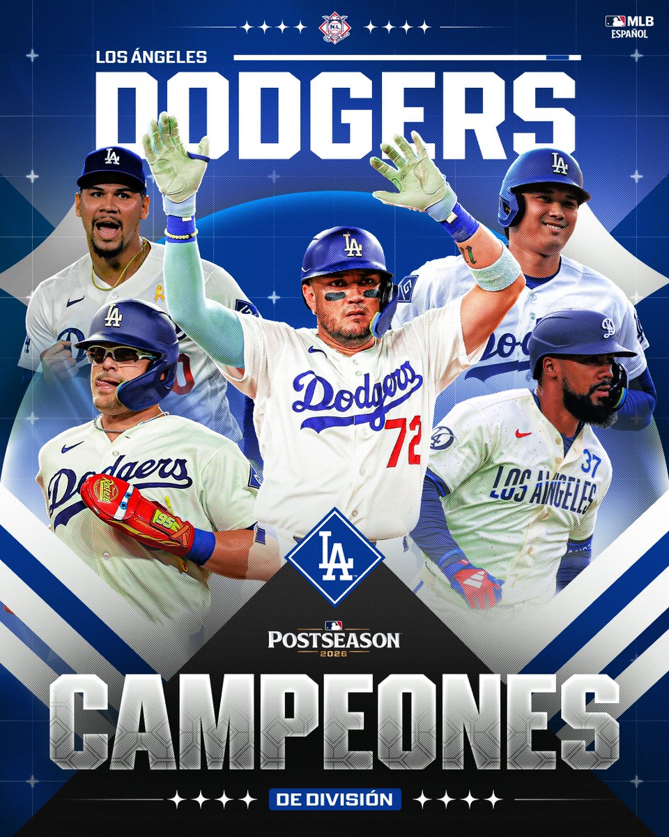 mlbespanol's tweet photo. 🗣️ ¡Los Dodgers son los campeones de la división Oeste de la Liga Nacional en 2026! https://t.co/ZURhsFpU4L