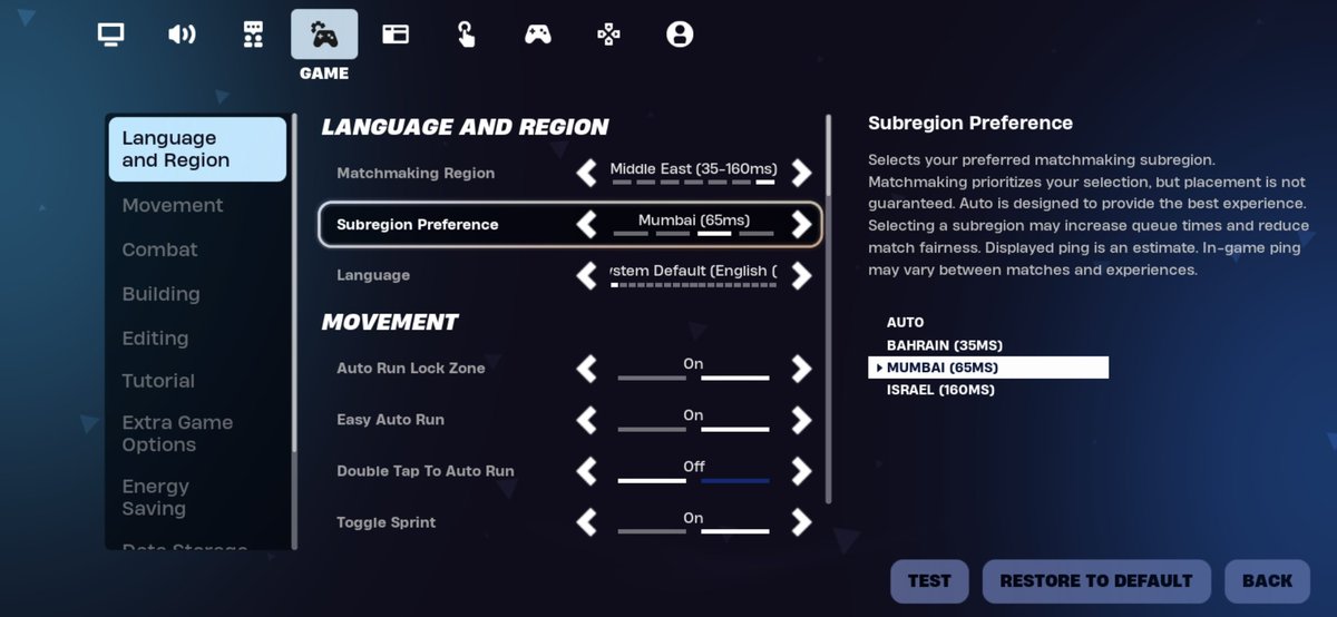 argamingpk1's tweet photo. What's wrong with Fortnite? 🧐🤔 My Subregion is set to (Mumbai) but in match still im connected on Doha Qatar Servers 😑😏 Please fix it @FortniteStatus #Fortnite #Doha #Qatar #Mumbai #MiddleEast #SubRegion https://t.co/gTcaGGfLAJ