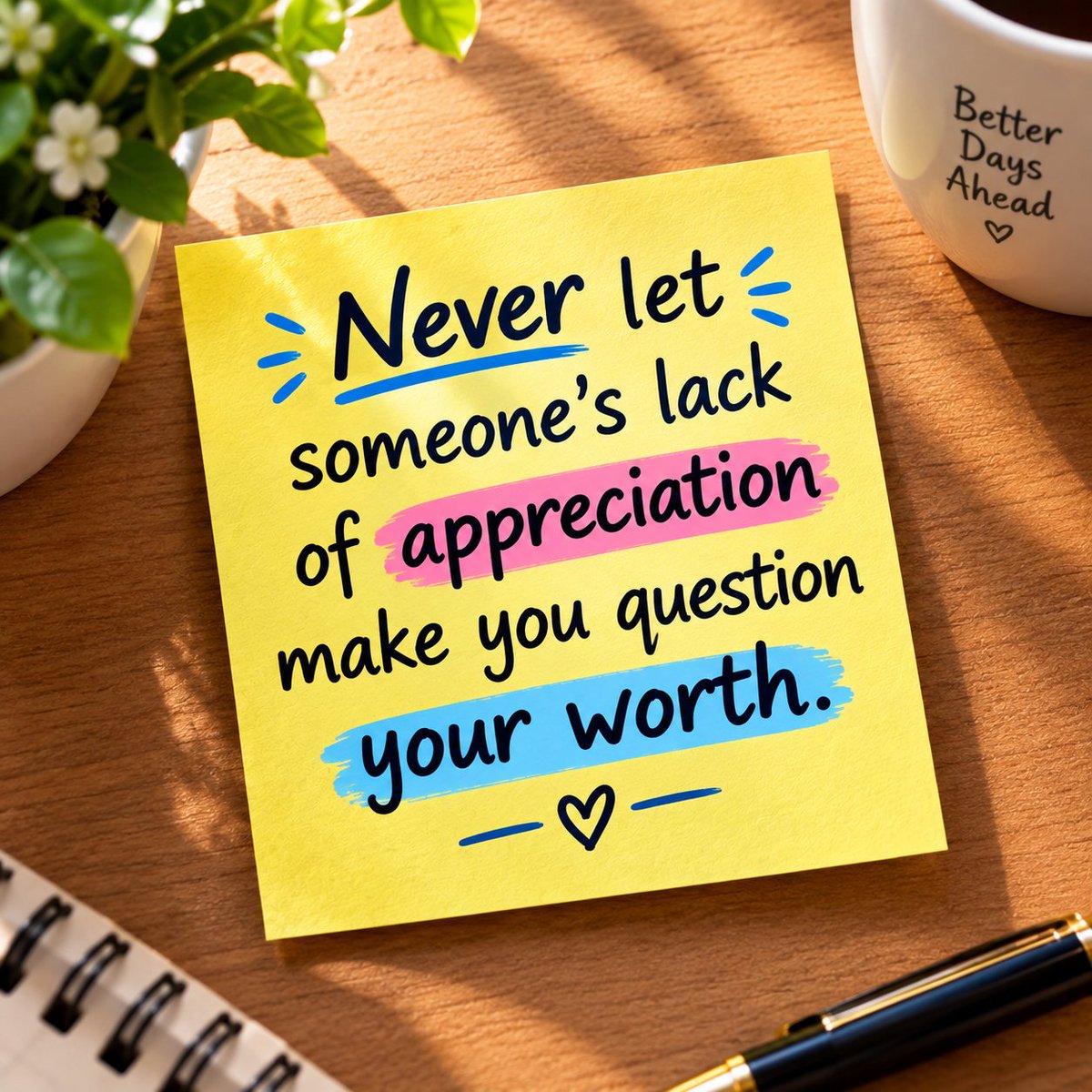 Charity_tech123's tweet photo. Never let someone's lack of appreciation make you question your worth https://t.co/Onp7xHO47u