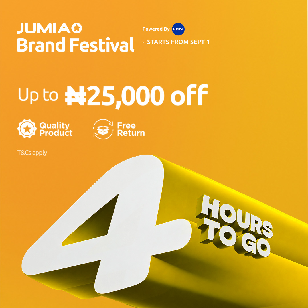 JumiaNigeria's tweet photo. 4 hours to Jumia Brand Festival final Explosion Day!
#JumiaNigeria #BetaPrice https://t.co/6zqy0Ov77O