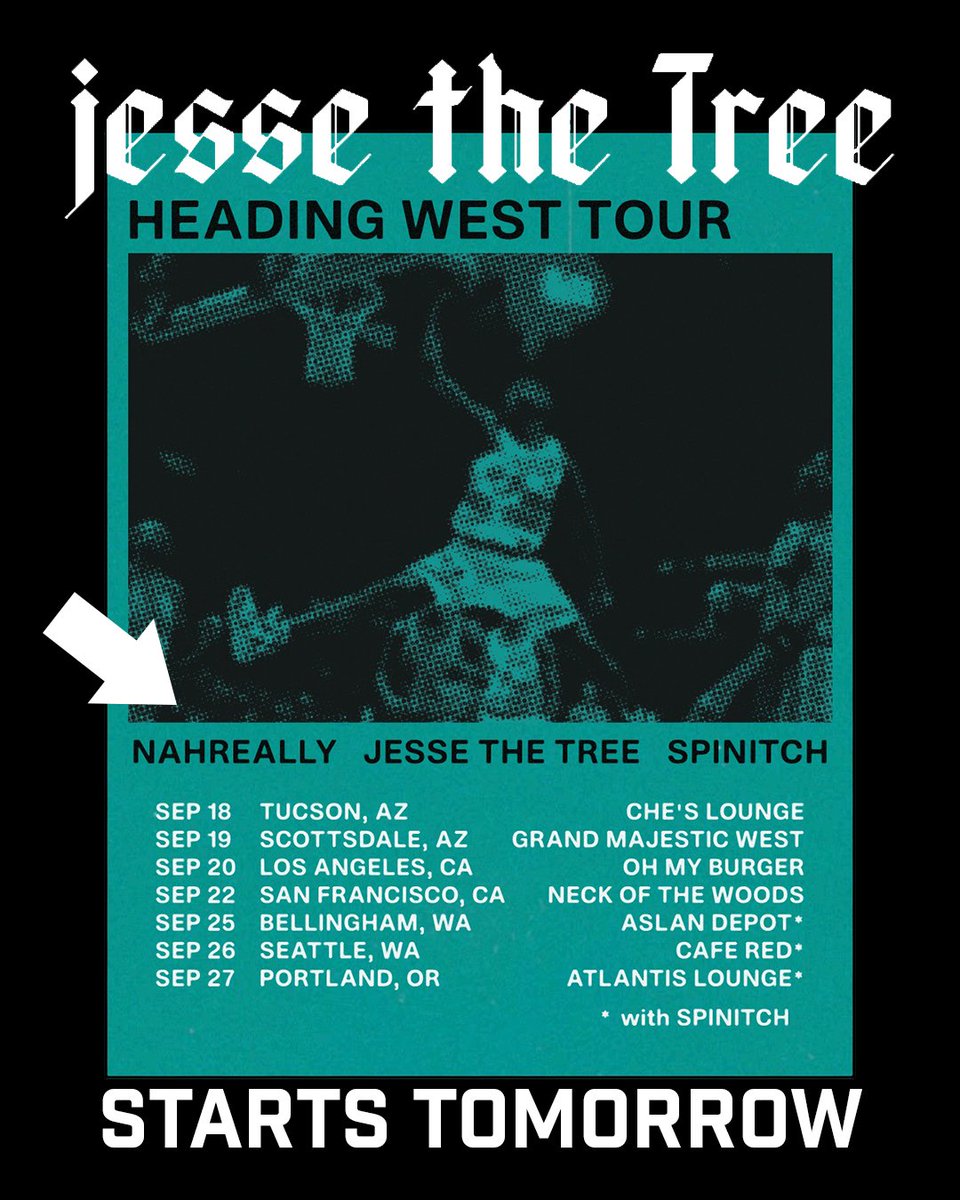 SFRupdates's tweet photo. 🌲✈️ #TOMORROW: @JesseTheTree401 is heading out west with @_nahreally_ &amp; @sspinitch &amp; their tour kicks off in #Tucson AZ at @chesloungeaz!

Hit up the artist profiles for details on all upcoming gigs, and go check them out if they're near your town!

#StrangeFamous! https://t.co/JplWyzKNjG