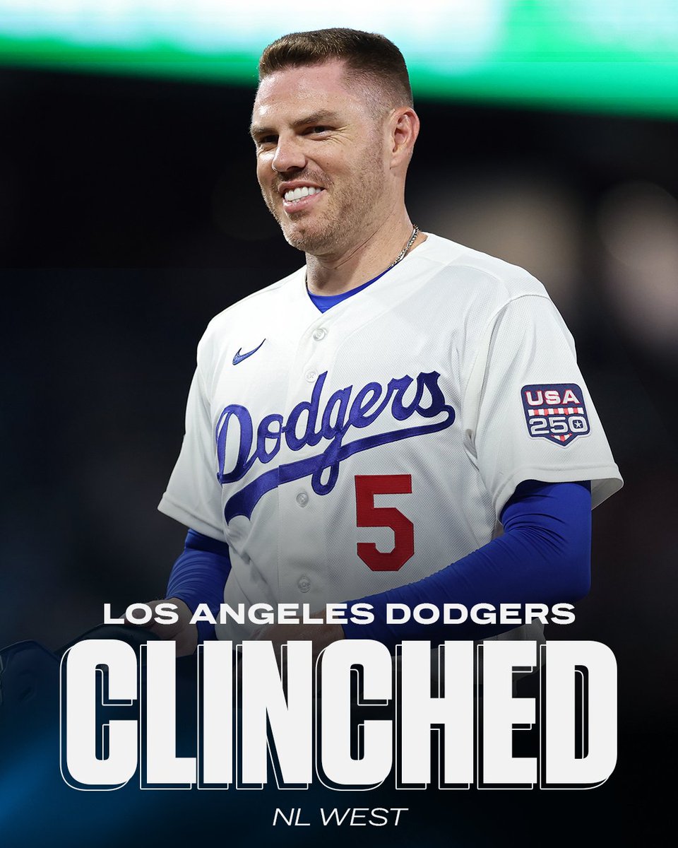 espn's tweet photo. Familiar feeling 👑

For the 13th time in the last 14 years, the Dodgers are kings of the NL West‼️ https://t.co/7I0P0KXW6E