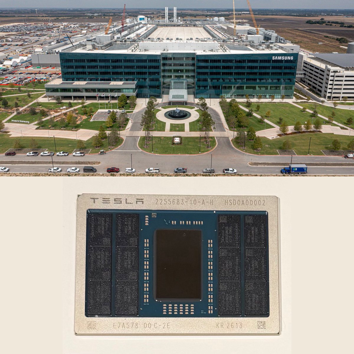 cb_doge's tweet photo. BREAKING: Tesla’s AI5 chip has entered trial production at Samsung’s new Taylor, Texas fab.

• Advanced 2nm process
• Wafers now being produced
• Mass-production verification underway
• Chips expected to reach Tesla in 2027 https://t.co/xXPD7Uu3dz