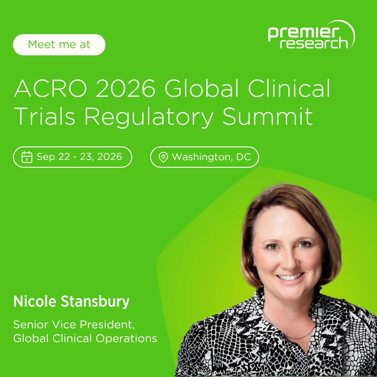 premierresearch's tweet photo. Regulatory expectations continue to evolve across global clinical development.

Nicole Stansbury will be at #ACRO2026, joining industry leaders for discussions on the issues shaping clinical research worldwide.

#PremierResearch #RegulatoryAffairs https://t.co/FxAbaKU7qw