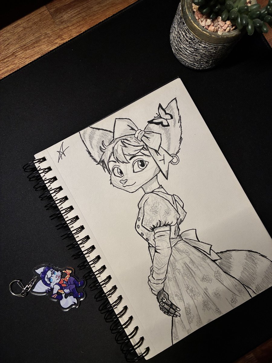 flowabloom's tweet photo. I like how this turned out, Rivet looks "belle" 
Sketch done by me and outlined with a Caligraphy pen!

The character is from Ratchet &amp; Clank : Rift Apart, made by Insomniac games! https://t.co/xvzcli1kM2