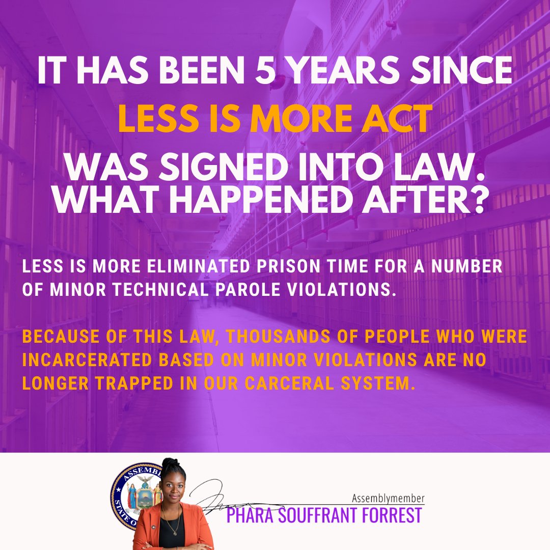 phara4assembly's tweet photo. It has been five years since the Less Is More (LIM) Act was signed into law, and it remains one of my proudest legislative accomplishments to have brought more humanity into our supervision system. https://t.co/1ZhaZAAABZ