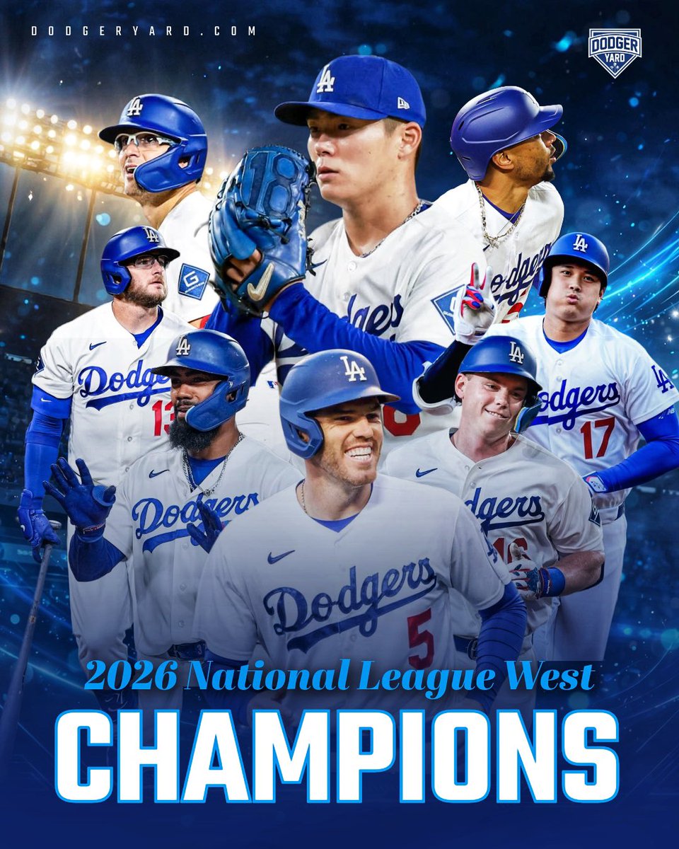 DodgerYard's tweet photo. Division's ours. Job is not Finished! Now let's go get the whole thing. https://t.co/ApnhnzYD23