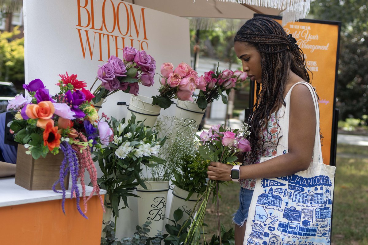SpelmanCollege's tweet photo. Spelman’s Counseling Center and The Self Care Lab hosted Bloom With Us, a Bloom Bar and open house on the MacVicar Hall sidewalk. Students built their own bouquets, met the counseling team, and got a look inside the space, as part of Suicide Prevention Awareness Month.

The Counseling Center is here year-round, not just this month. Call 404-270-5293, Monday-Friday, 9 a.m.-4:30 p.m., to talk to someone.