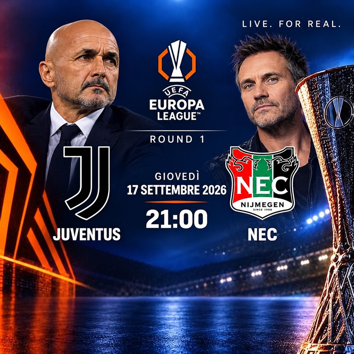 DeporLaCarona's tweet photo. Prima della #Juventus in #EuropaLeague.

L’allenatore del Nec, Filippo Neviani, ha parlato del momento poco sereno che sta vivendo la Juve: “L’aura non c’è, è andata via”. https://t.co/dy5PaU4BDH