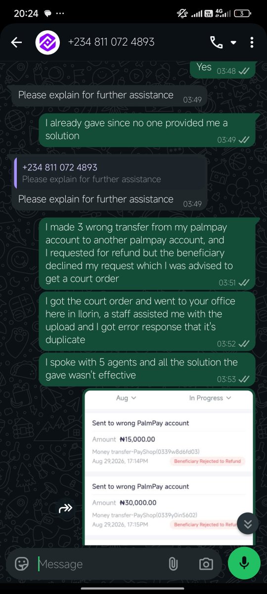 Ibrahim83665541's tweet photo. @palmpay_ng To the extent that someone chatted me around 3am that she's from Palmpay and still want to use the avenue of my complaints to get my login details. I had to fake it for him and confirm the palmpay official email address. YOU CAN NOT RESOLVE THE ISSUE SHAME!!! https://t.co/L1vqawrYlJ