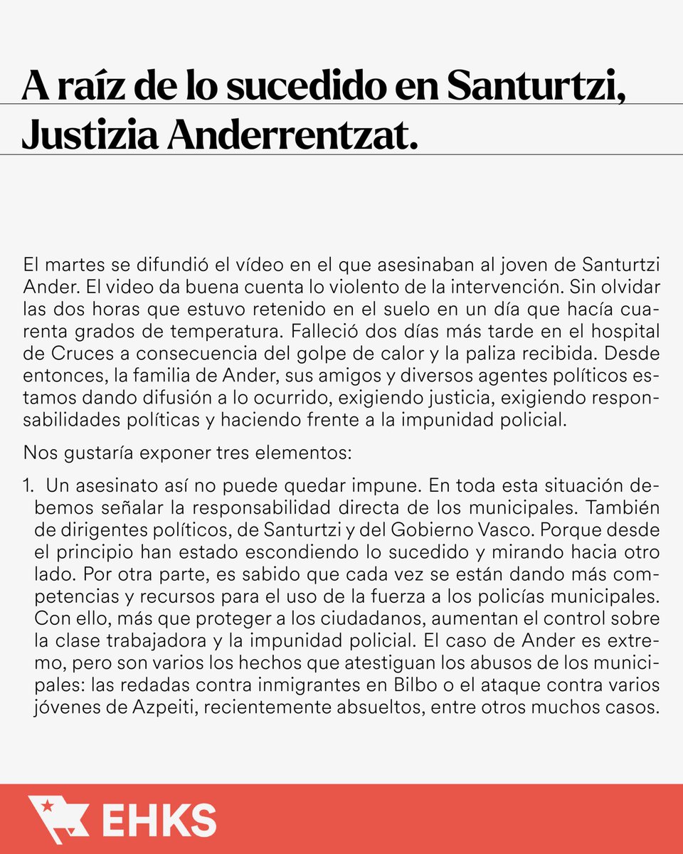 EHKSozialista's tweet photo. 📄 Santurtzin gertatutakoaren harira, Justizia Anderrentzat. 

📄 A raíz de lo sucedido en Santurtzi, Justizia Anderrentzat. https://t.co/3nqgXvhY6g