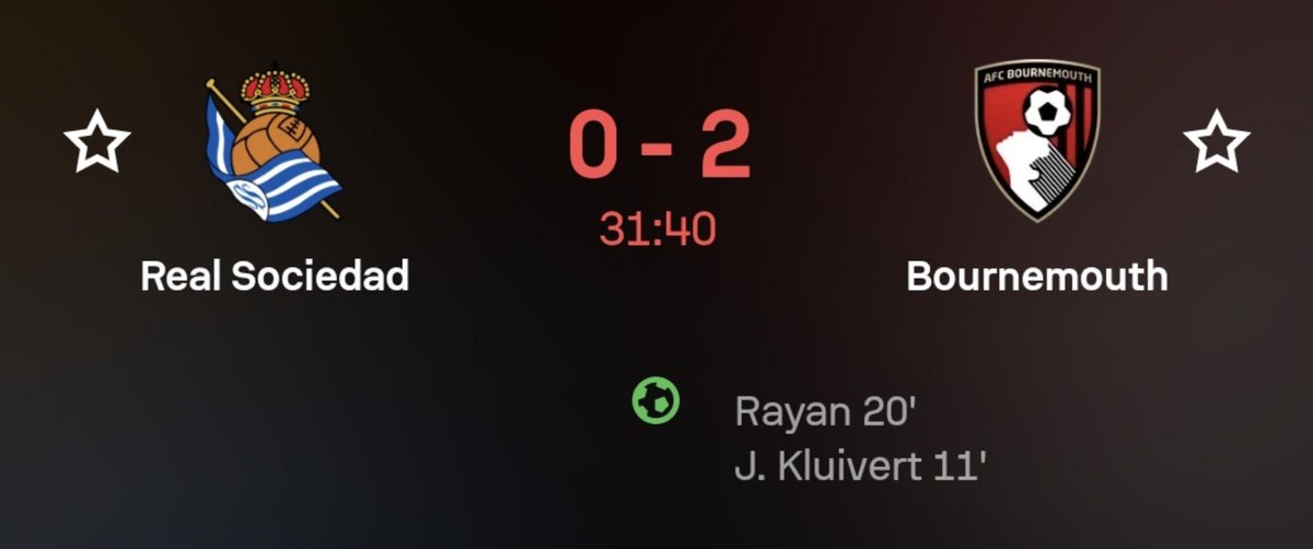 Lopes_Futebol's tweet photo. Tenho pensando sobre o nível atual da La Liga recentemente, durante alguns jogos sinto que o jogo anda em um ritmo mais baixo, os duelos são menos intensos e as defesas são mais permissivas. Para além das características culturais da liga.

Essa sensação somada com as grandes goleadas de um excelente Barcelona mas também de um Real Madrid que é coletivamente bem fraco, mas mesmo assim ganha com base em valores individuais.

Agora assistindo esse Sociedad x Bournemouth a comparação com um time médio da Premie League tá me chamando muito atenção. Os espanhóis estão sendo esmagados na sua própria casa, parecendo um time de outro nível competitivo...