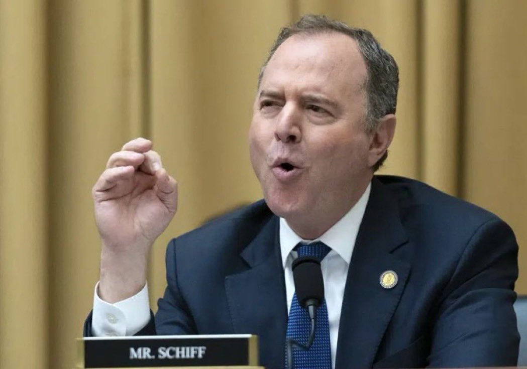 DerekJohnsonHq's tweet photo. 🚨BREAKING: FBI RAIDS HOME OF SENATOR ADAM SCHIFF IN CALIFORNIA

Reports claim the FBI has executed a search warrant at the home of California Senator Adam Schiff, allegedly seizing CLASSIFIED DOCUMENTS linked to the ongoing Russiagate-related investigations.

Schiff and his wife were reportedly present during the raid. Sources allege he is now a key subject in a broader federal probe.

He could potentially face SERIOUS FEDERAL CHARGES, including violations of the Espionage Act and seditious conspiracy.

DEVELOPING STORY‼️🔔