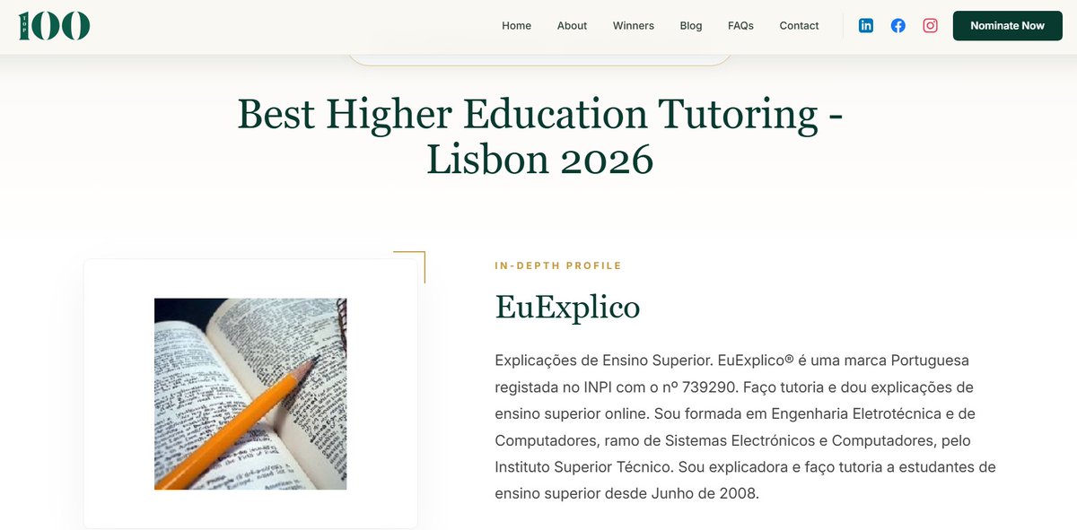 euexplicolhe's tweet photo. Agradecimento a todos os meus alunos pelo galardão:
"As melhores aulas particulares para o ensino superior - Lisboa 2026"
Hoje escrevo para vos agradecer por me terem escolhido, em algum momento das vossas vidas, para vos ajudar nos vossos estudos.
https://t.co/wlx6aIAzTZ https://t.co/vvBOJ8Hgap