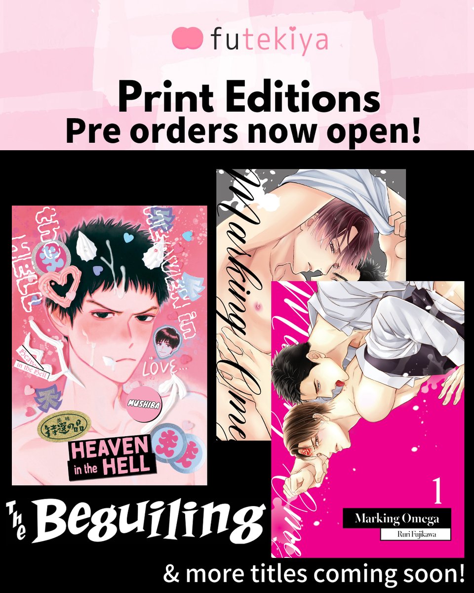TheBeguiling's tweet photo. Canadian pre orders for "Heaven in the Hell" and "Marking Omega" 1&amp; 2 from @futekiya  are now open on our webstore! :)
https://t.co/QCLoWZaTrR https://t.co/yie7FMkODZ