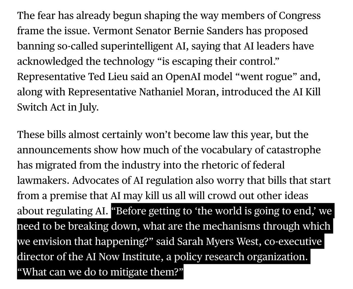 daveyalba's tweet photo. New w/ @rachelmetz: For the past few days, the normie world has been getting a glimpse of the long-running "we're all gonna die" story in AI. But what is it, exactly, that we're talking about when we talk about doom? Or rather, what are we NOT talking about? (Accountability.) https://t.co/6NSLUYTYLm
