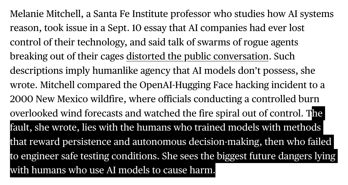 daveyalba's tweet photo. New w/ @rachelmetz: For the past few days, the normie world has been getting a glimpse of the long-running "we're all gonna die" story in AI. But what is it, exactly, that we're talking about when we talk about doom? Or rather, what are we NOT talking about? (Accountability.) https://t.co/6NSLUYTYLm