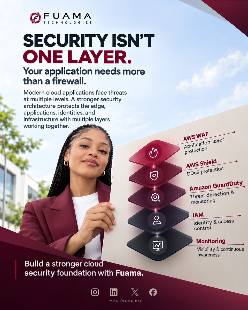 FuamaTech's tweet photo. A Firewall Alone Is Not Enough.

Build a stronger cloud security foundation with Fuama.

Send a direct message or visit https://t.co/lVk3dgCv1g to get started.

#CloudSecurity #AWS #CyberSecurity #Fuama #CloudInfrastructure #InfoSec https://t.co/izOH78iQF6
