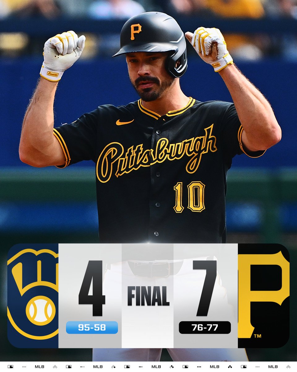 MLB's tweet photo. The @Pirates clinch their first season-series victory vs. Milwaukee since 2018! https://t.co/AlJP4skoPk