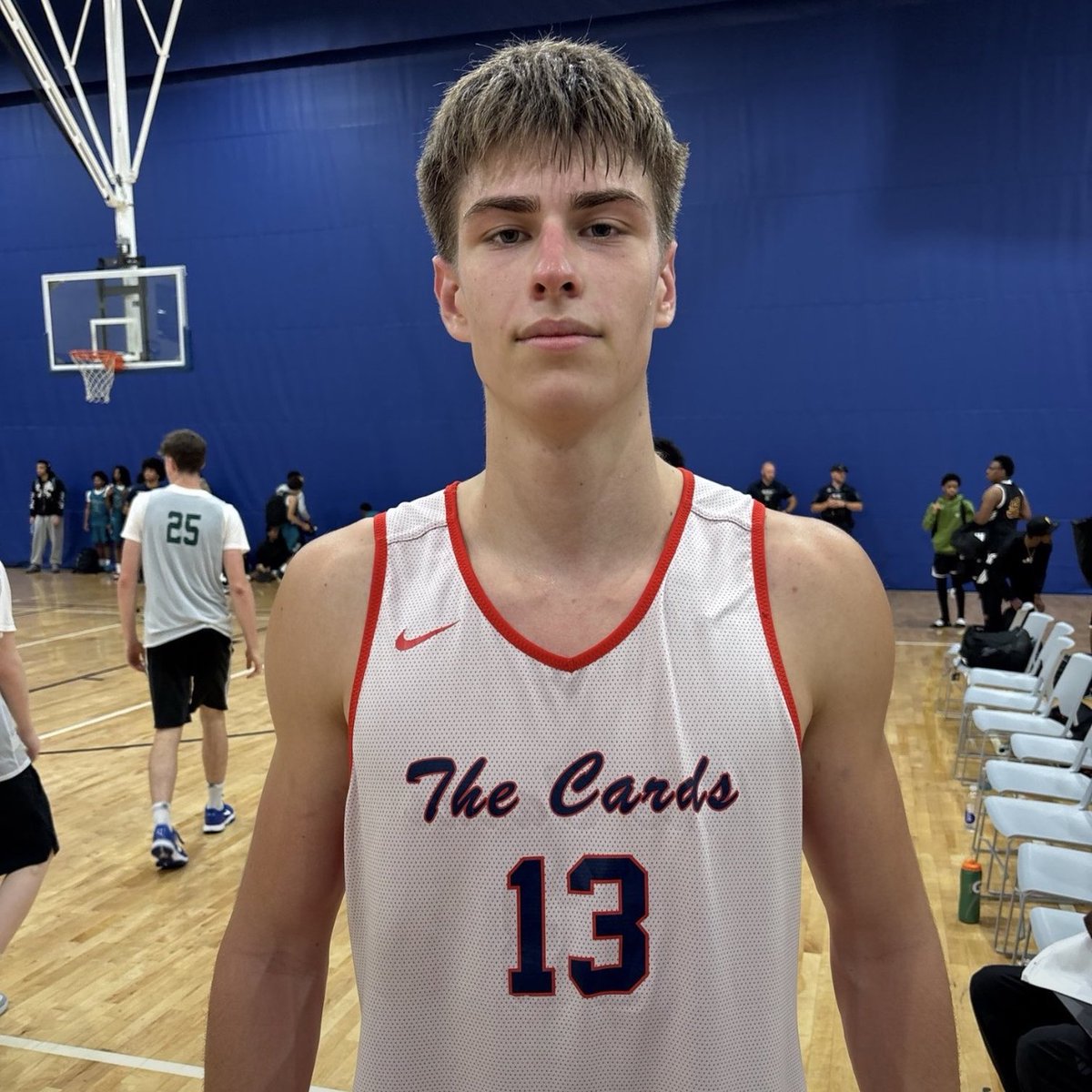 ColbyGHoops's tweet photo. 2027 Fairfax Christian 6'9" 🇷🇸 F Strahinji Jakisic took an unofficial visit to George Washington today, per source. The newcomer is coming off a productive weekend at @theCBGLive Team Camp. https://t.co/PP1XgJu944