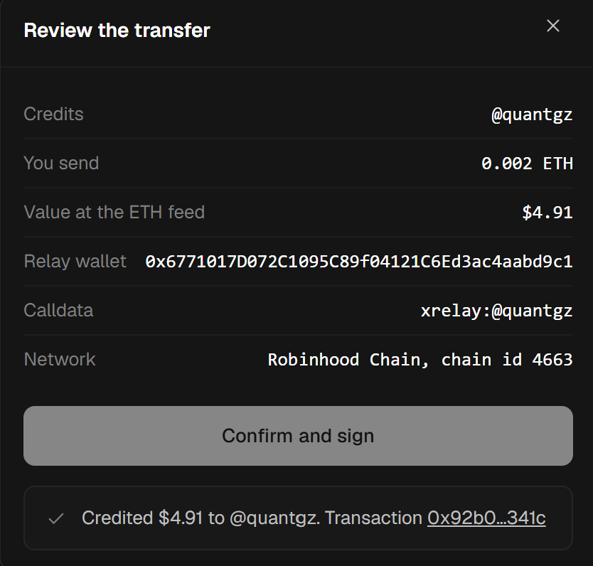 xRelayProtocol's tweet photo. Hey Quant kid @quantgz

I heard you like Robinhood coins.

So we sent some straight to your X handle. No wallet address. Just your @.

Sign in, claim it, pick what it lands as. Might as well claim it for the culture.

$XRELAY

https://t.co/48d3r8GnYm https://t.co/eXV7Hb32V2
