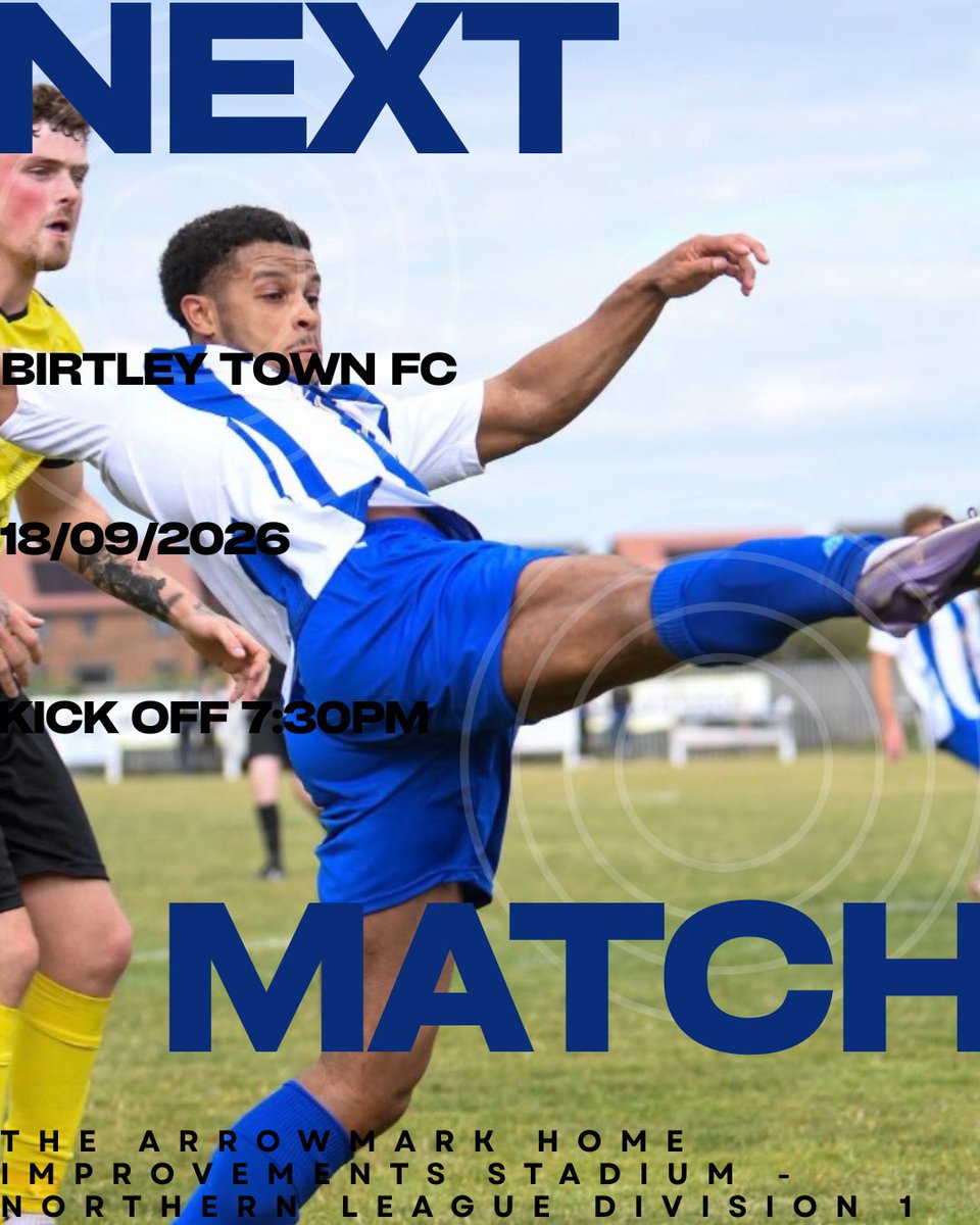 NBFC_Official's tweet photo. NEXT MATCH. 🦁

The Lions head to Birtley tomorrow for a 7:30pm kick-off.

Come on, Benfield! 🔵⚪️ https://t.co/4UfgzTdBeh