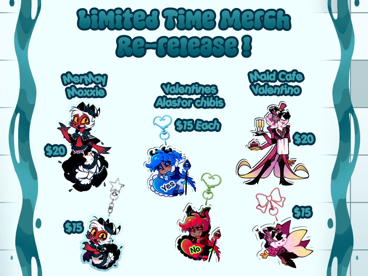RottingSea's tweet photo. My Catalog for Hellbent Con 2026!
All this items will go live sept 18th and some will leave sept 20th.
My store works through accgoods! Im also part of an artist rally!
#hazbinhotel #helluvaboss #hellbentcon https://t.co/cC2zScm9rS