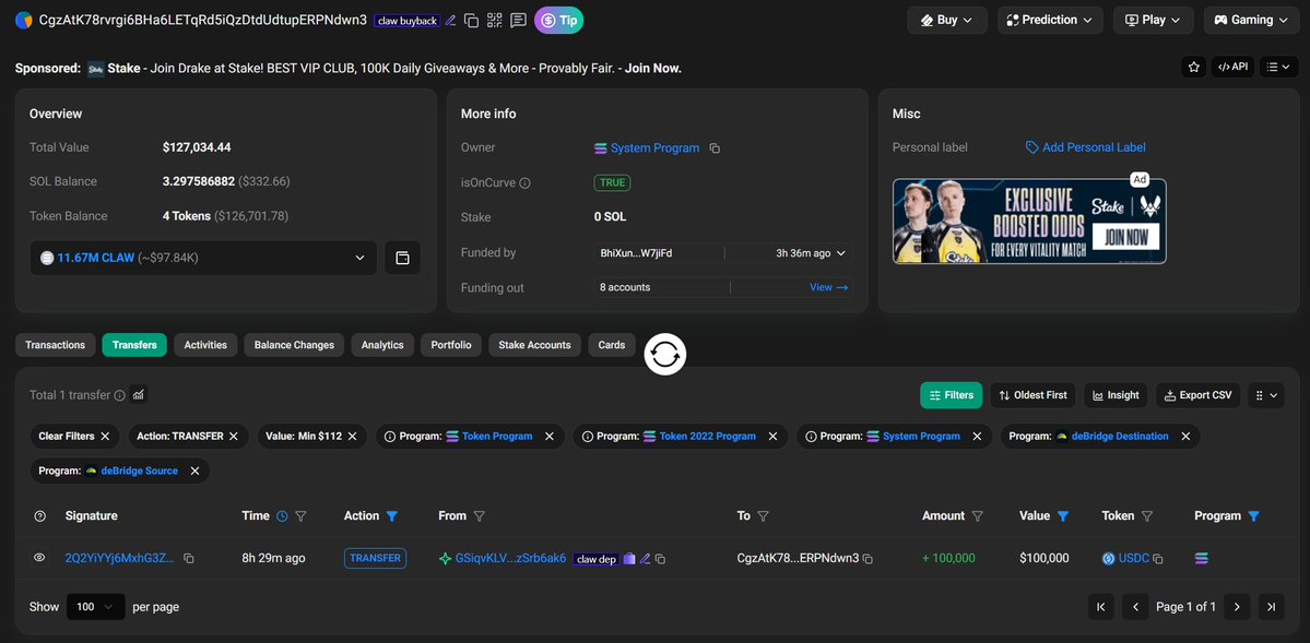 wallettracer's tweet photo. . @clawpumptech just crimed their coin

from 4m to 8m 

with over 70k in buybacks on a wallet funded directly from the dev. 

wallet: CgzAtK78rvrgi6BHa6LETqRd5iQzDtdUdtupERPNdwn3

was this the easiest bundle-sneak of all time? https://t.co/FC6MLPOUcY