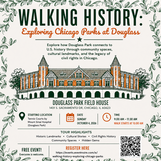 equiticity's tweet photo. Explore Chicago history with Equiticity! 🚶🏾‍♀️🌿 Join us Oct. 4 for Walking History at Douglass Park. Discover local landmarks, community spaces &amp; the path Dr. Martin Luther King Jr. once walked. FREE event! Register here: https://t.co/q4hLeteptp https://t.co/8BTqU7pelm