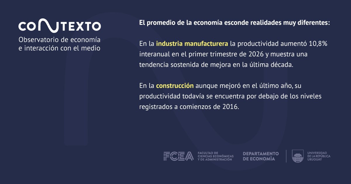 FCEA_UdelaR's tweet photo. 📈 Este análisis estudia su comportamiento reciente y muestra una mejora en el primer trimestre de 2026, aunque persisten desafíos desde una perspectiva de largo plazo y diferencias entre sectores. 📃

🔎 Te invitamos a leer el informe completo... https://t.co/I5TP6z1YrL