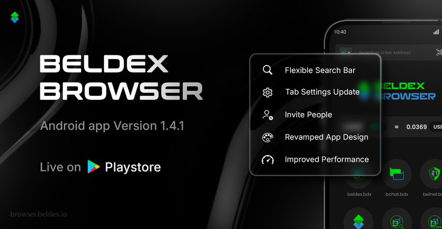 hbeebtc's tweet photo. @BeldexCoin Browser v1.4.1 is now live on Android! 🚀

A refreshed design, flexible search bar, improved tab settings, and smoother performance. Built for a better browsing experience. https://t.co/l35FMglW5V