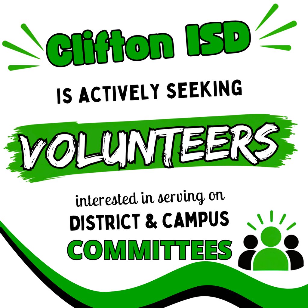 Cubs_ES's tweet photo. 💚 Clifton ISD invites parents and community members to serve on district and campus committees for 2026–2027. Help us Be Great Together! Interested? Complete our form: https://t.co/Zgf485ccYn https://t.co/TEqMGtrgqh