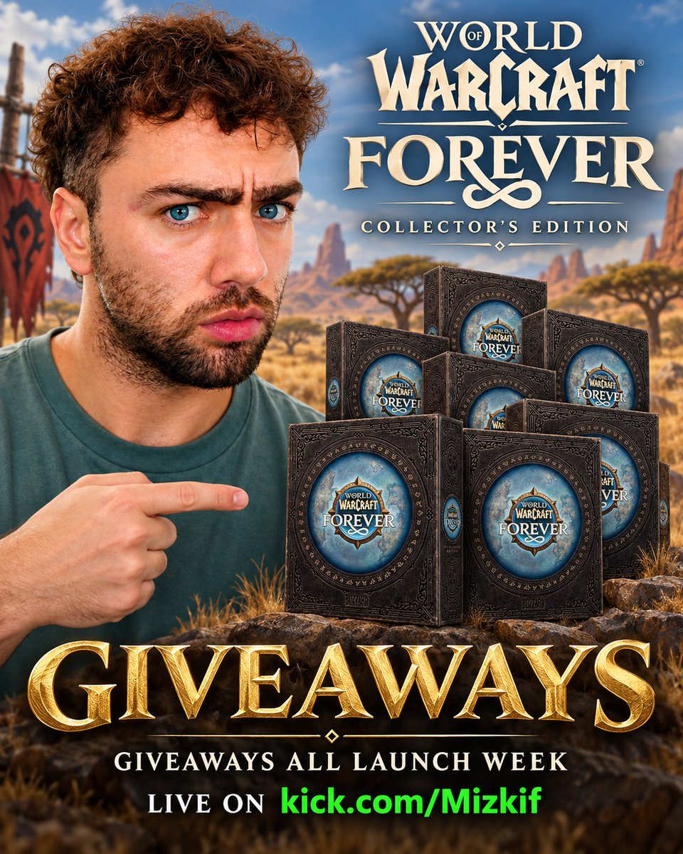 REALMizkif's tweet photo. 🚨 Dropping World of Warcraft Collector's Editions EVERY DAY this week  🚨

All You Gotta Do Is:

🔁 Retweet this
💬 Hop in chat
🏆 Winners picked live all week https://t.co/ZcatxauB3X