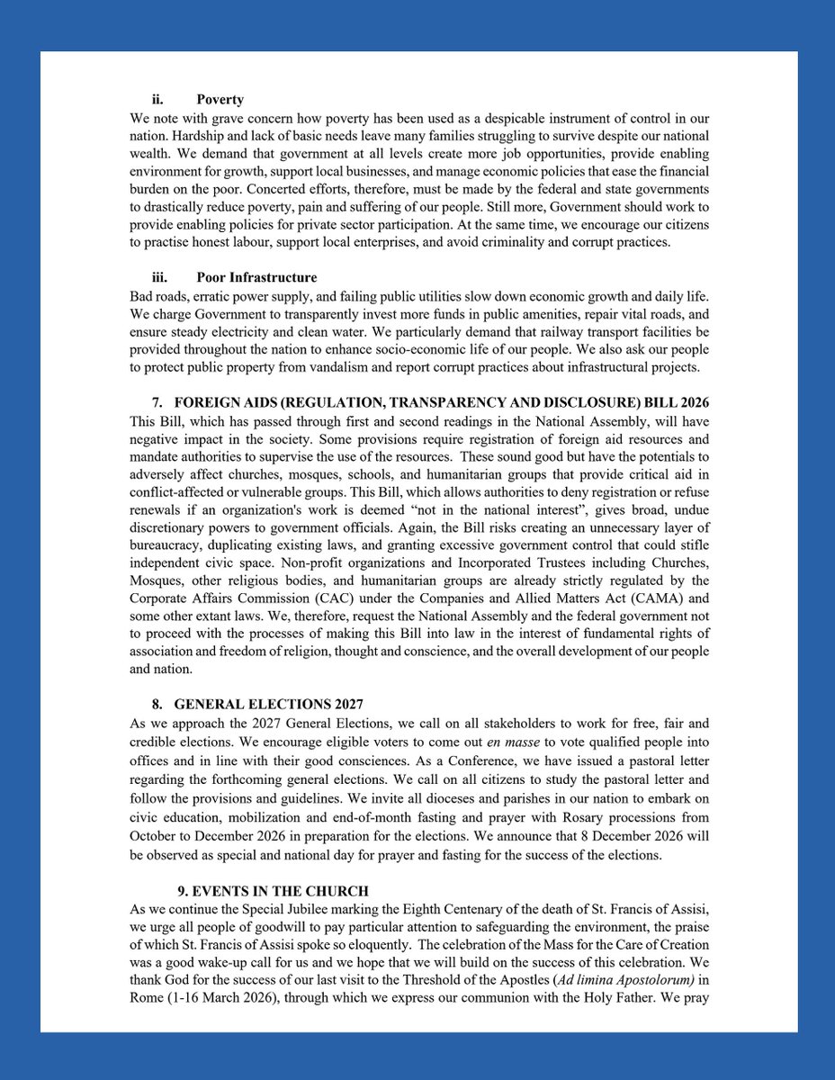 banjoleke's tweet photo. We thank God for the successful conclusion of the Second 2026 CBCN Plenary Assembly. Please, find attached the Communiqué issued at the end of the nine-day gathering. We invite you to read it and reflect prayerfully on its call to each of us to work together for the common good. https://t.co/YvJJql0WBB