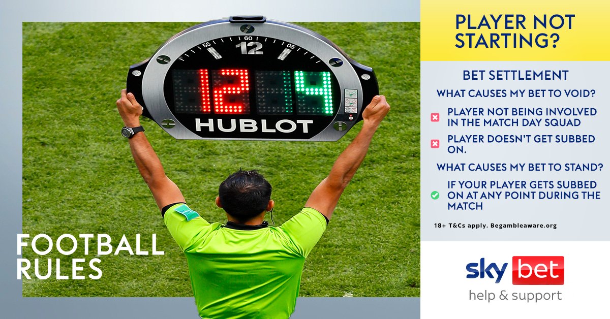 SkyBetHelp's tweet photo. ⚽ Worried about a late lineup change?

If you’ve placed a bet on a player who isn’t starting, there’s no need to worry.

As long as they remain on the bench and don’t make an appearance, your bet is covered.

Find the full terms here 👇
https://t.co/SqnGuya6fR https://t.co/MkuVtHq0H9