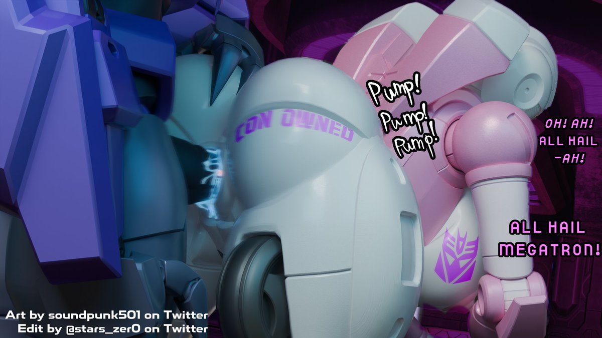 stars_zer0's tweet photo. ~Arcee gets Conned~

Everyone's favorite Autobimbo Arcee got caught and trained by some Vehicons, she doesn't seem to be complaining.
Edit of @soundpunk501 's art https://t.co/Fsqsjmfezf