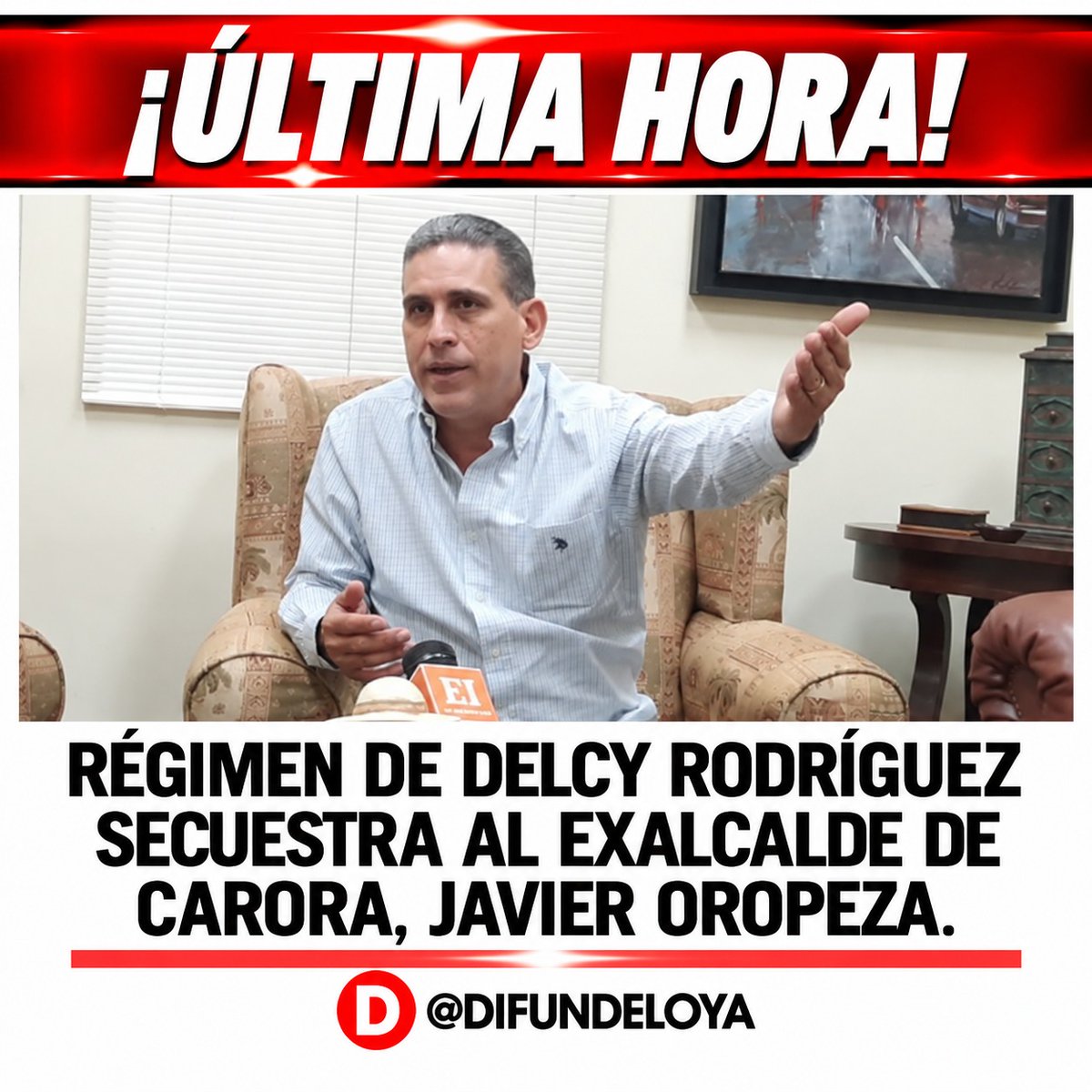 DIFUNDELOYA's tweet photo. 🇻🇪 🇺🇸 | ¡ÚLTIMA HORA! 🚨| En estos momentos Régimen de Delcy Rodríguez secuestra al exalcalde de Carora, Javier Oropeza. https://t.co/An7f0dob4K