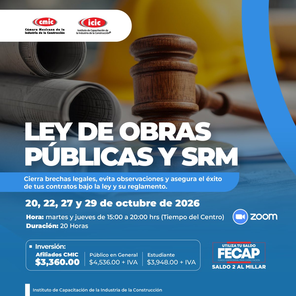 ICICYucatan's tweet photo. ¿Quieres ser un experto en la gestión de obras públicas?

Nuestro curso "Ley de Obras Públicas y Servicios Relacionados" te brinda las herramientas necesarias para:

• Adjudicar contratos con éxito
• Formalizar y ejecutar proyectos correctamente

📲 https://t.co/IXoeAQrog2 https://t.co/PmK3sIpEck