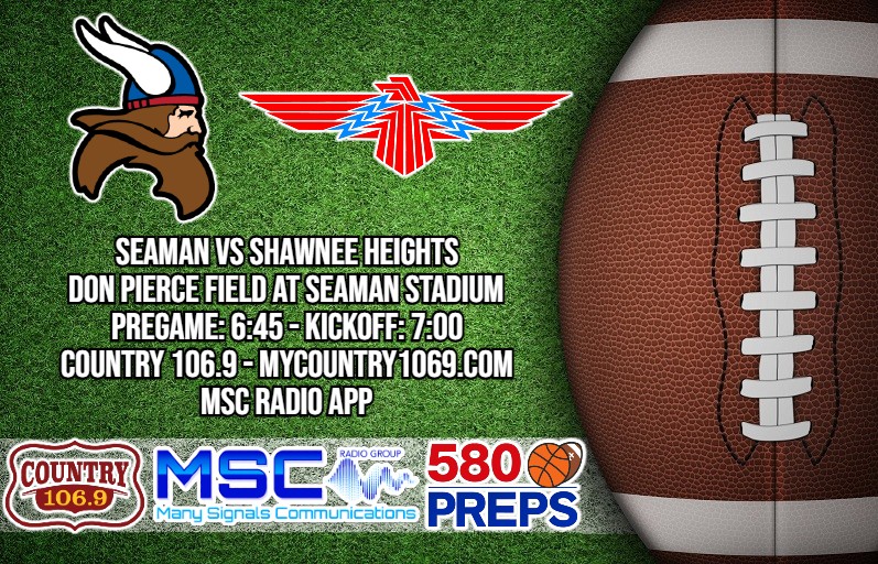 580SportsTalk's tweet photo. The #580Preps Game of the Week tonight features the @Seaman_Vikings hosting the @SHHSThunderbird! Dan Lucero, @GregAkagi and @Spencerdupuis will have all the action tonight on Country 106.9, https://t.co/MgJG7GXZGN, and the MSC Radio app! https://t.co/PkUeLvb6OY