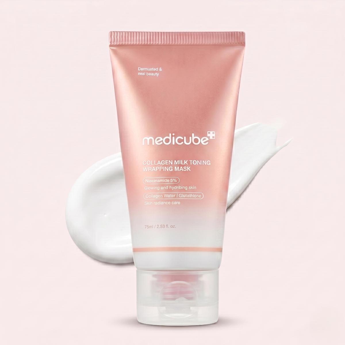 TheGlassskin's tweet photo. Restore milky-bright radiance with MEDICUBE Collagen Milky Toning Wrapping Mask 75ml — a peel-off film infused with high-purity collagen and a milky complex to seal moisture and refine tone. ✨ #GlassSkin #KBeauty https://t.co/MLt8WGSq3u https://t.co/hGW3MeY5Nv