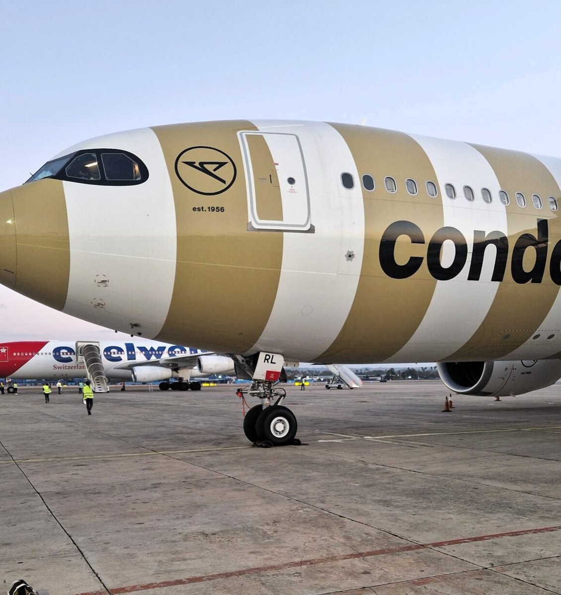 Enel_Aire's tweet photo. #Entérate #Condor anunció una nueva asociación interlínea con #AmericanAirlines para ampliar las opciones de conexión entre Europa, Estados Unidos y Canadá. 

El acuerdo permitirá enlazar las redes de ambas aerolíneas mediante los aeropuertos de Boston, Nueva York (JFK), Chicago y Los Ángeles, utilizados por Condor como puntos de conexión en Norteamérica.

https://t.co/HUaI3bTLTo