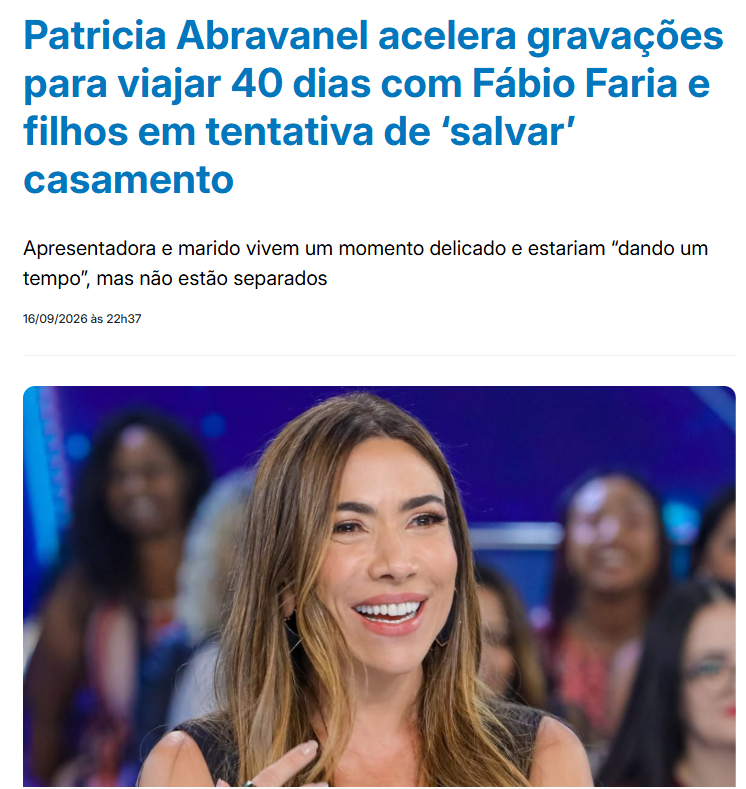 Alexmorettibr's tweet photo. pq a Patricia Abravanel vai sair do Brasil por 40 dias com Fábio Faria? https://t.co/mNxgkjxaSk
