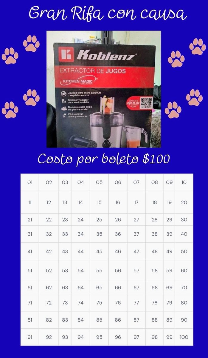 Ari_Arciniega6's tweet photo. Amigos con gran alegría les compartimos que estamos iniciando esta nueva Rifa es por un genial extractor de jugos 🍇🍎🍉 que amablemente nos han donado para seguir reuniendo recursos para Todas las necesidades que tenemos ahora en el refugio , Ya que estamos pasando por 1 Momento oscuro 😭
Si deseas adquirir 1 # Tan solo $100 c/u serán 100 Números Escríbeme 👇 y sé el primero en elegir Un # 🐾