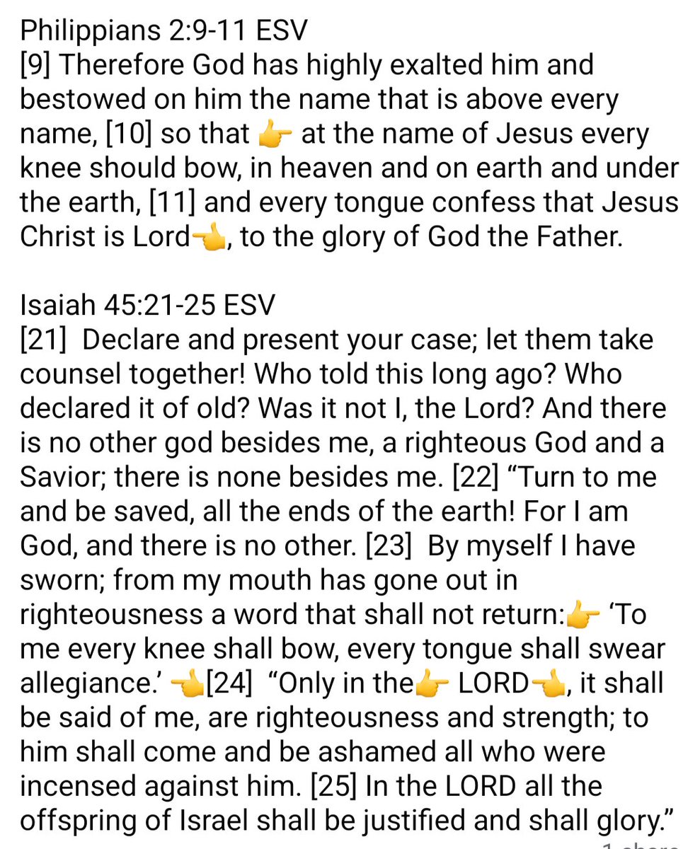 ShareYourBread7's tweet photo. The text in the New Testament where the apostle Paul is calling Jesus Christ Yahweh (LORD), for Paul applies the same language from Isaiah's prophecy to Jesus.👇 https://t.co/tistdGjSwy