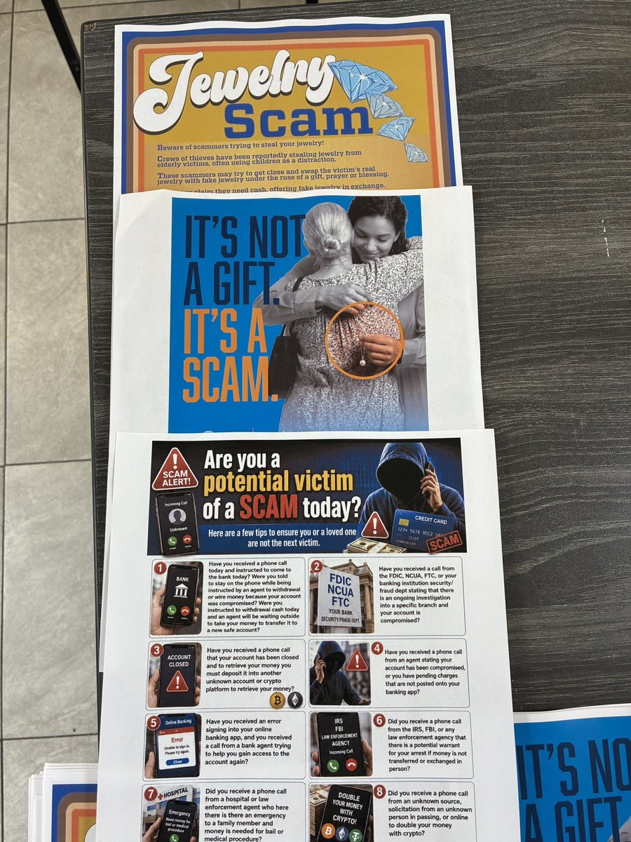 NYPD120Pct's tweet photo. Today, our Community Affairs team was out educating older adult residents and distributing information about ongoing scams, including jewelry swap scams and computer-generated scams in which individuals impersonate law enforcement officers. https://t.co/n60Umezmtw