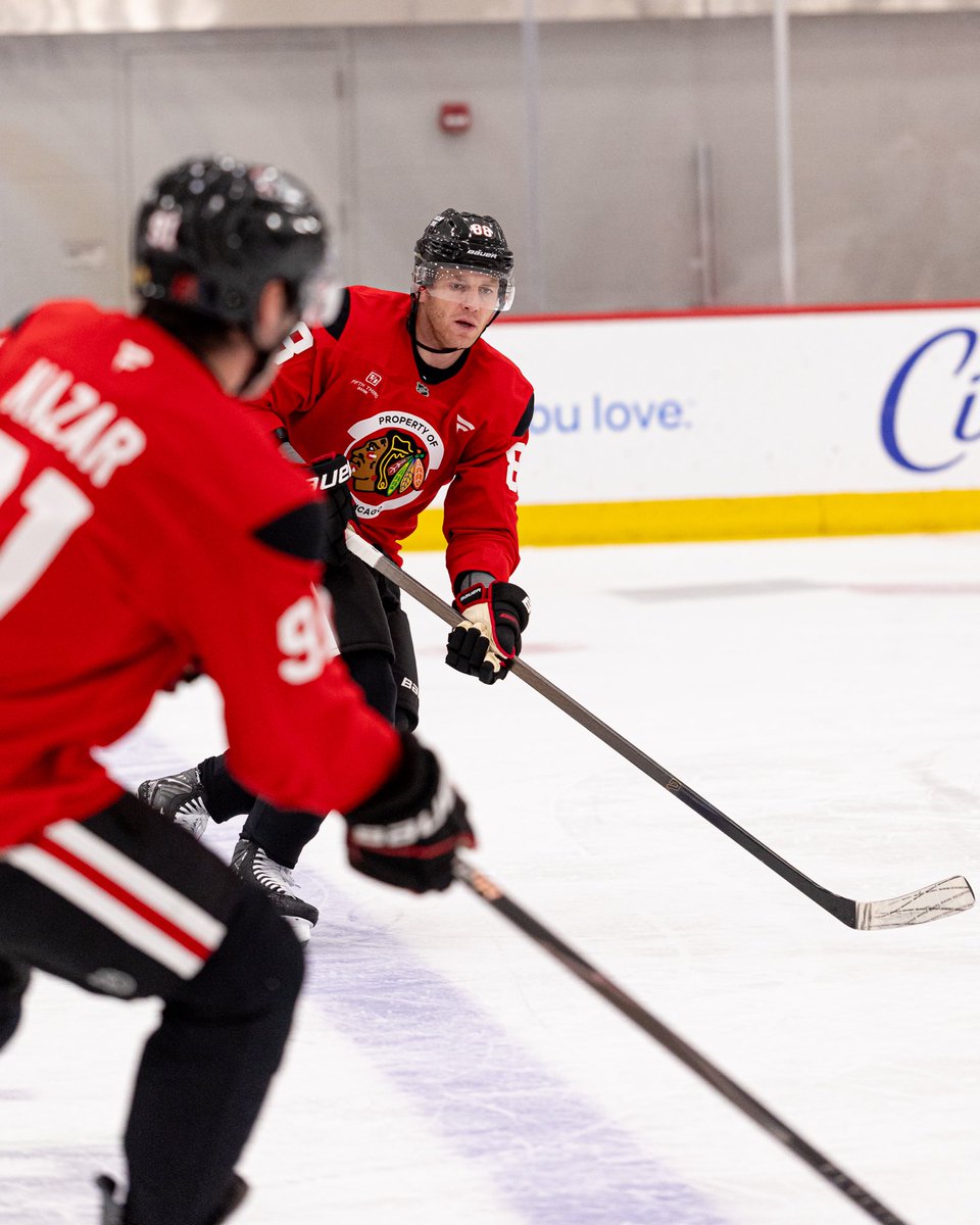 NHLBlackhawks's tweet photo. smiling through it all, can’t believe that we’re so back 🥹 https://t.co/XY3T2BOX0z