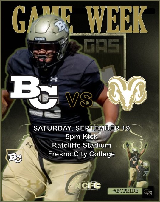 ButteFootball's tweet photo. @ButteFootball heads to Fresno to take on the @goramfootball Rams this Saturday evening . If you are in the Valley, come on out and show your BC Pride!
Start Time: 5pm 
#BCPride https://t.co/mXTsqBSfob